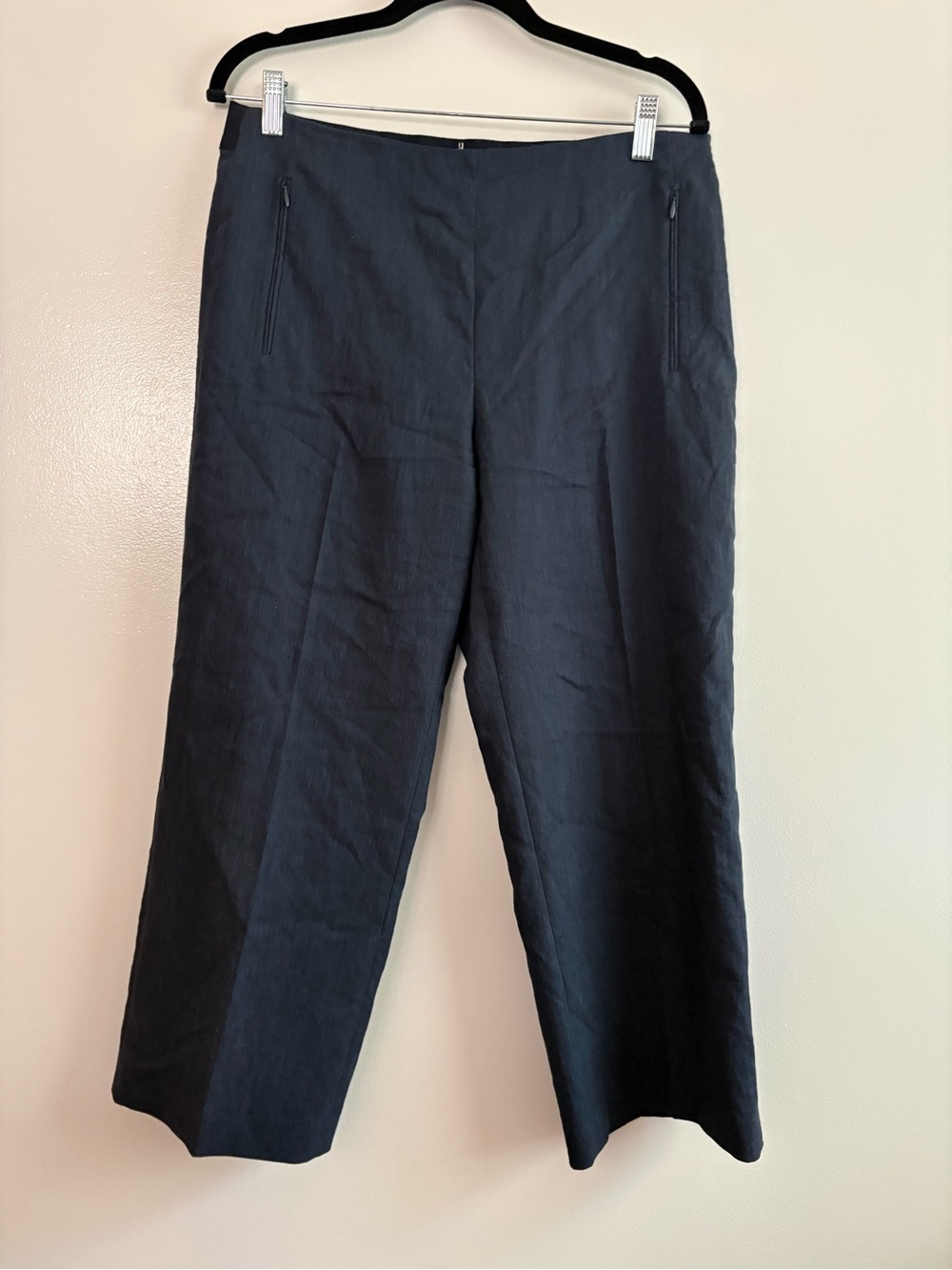 Elie Tahari Odette Cropped Wide-Leg Navy Blue Pants Size 10